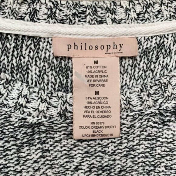 Philosophy Women's Republic Sweater Knit Pullover Dreamy Ivory Black Size M - Picture 11 of 13